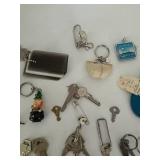 Mixed Lot: Assorted Keys, Keychains & Padlocks