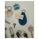 Mixed Lot: Assorted Keys, Keychains & Padlocks