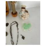 Catholic Religious Crucifixes, Rosaries & Figurines Mixed Lot including a sterling silver charm & Alpalca Silver Rosaries