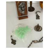 Catholic Religious Crucifixes, Rosaries & Figurines Mixed Lot including a sterling silver charm & Alpalca Silver Rosaries