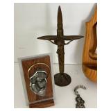 Catholic Religious Crucifixes, Rosaries & Figurines Mixed Lot including a sterling silver charm & Alpalca Silver Rosaries