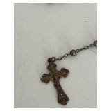 Catholic Religious Crucifixes, Rosaries & Figurines Mixed Lot including a sterling silver charm & Alpalca Silver Rosaries