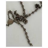 Catholic Religious Crucifixes, Rosaries & Figurines Mixed Lot including a sterling silver charm & Alpalca Silver Rosaries