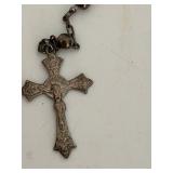 Catholic Religious Crucifixes, Rosaries & Figurines Mixed Lot including a sterling silver charm & Alpalca Silver Rosaries