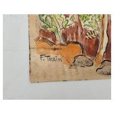 Signed F. Train Original Pen and Ink Artwork 15 X 11 in