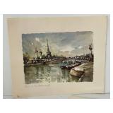 Signed Paris Watercolor Print Group by Delaux