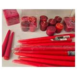 Red Decorative Candles Mixed Lot