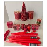 Red Decorative Candles Mixed Lot