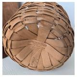 Mixed Lot: Longaberger Basket, Rattan Wine Rack, Wood Board & Shakers