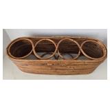 Mixed Lot: Longaberger Basket, Rattan Wine Rack, Wood Board & Shakers