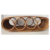 Mixed Lot: Longaberger Basket, Rattan Wine Rack, Wood Board & Shakers