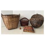 Vintage Woven Basket Mixed Lot (Lot of 5)