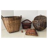 Vintage Woven Basket Mixed Lot (Lot of 5)