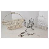Wire Basket and Leaf Decor Mixed Lot