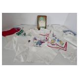 Vintage Hankie Assortment - Novelty, Irish, Floral & Lace Handkerchiefs With Box