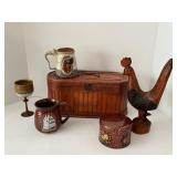 Peacemaker Mug, Rattan Storage Box & Folk Art Mixed Lot