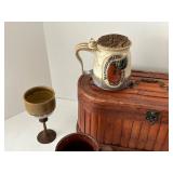 Peacemaker Mug, Rattan Storage Box & Folk Art Mixed Lot