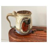 Peacemaker Mug, Rattan Storage Box & Folk Art Mixed Lot