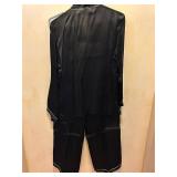 Antique Black Silk TANG Embroidered Dragon Two-Piece Silk Outfit