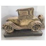 Vintage Hand Crafted Brass Car Sculpture on Steel Welded Base