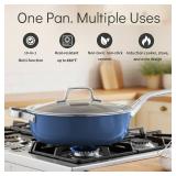 Blue Ceramic Nonstick Deep Saute Pan Set