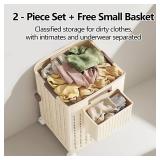 MIKEE 53L Rolling Laundry Basket w Wheels