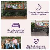 39.7" Outdoor Bench with Armrests, Black