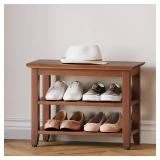 Wood Shoe Bench with Shoe Rack, Brown