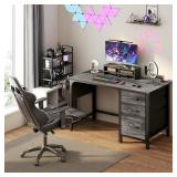 Lufeiya Desk with File Drawers, 47" Gray