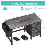 Lufeiya Desk with File Drawers, 47" Gray