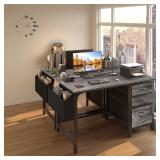 Lufeiya Desk with File Drawers, 47" Gray