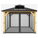 Gazebo Netting 10x12 - Black, 4-Panel Screens