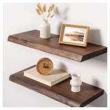 24" Live Edge Shelves (2), Elm Wood, FSC
