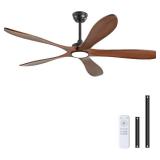 60" Wood Ceiling Fan with Lights, DC motor