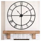 39.5" Silent Metal Wall Clock, Roman.