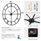 39.5" Silent Metal Wall Clock, Roman.