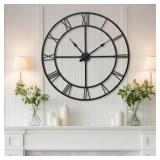 39.5" Silent Metal Wall Clock, Roman.