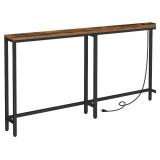 HOOBRO Slim Console Table with Outlets