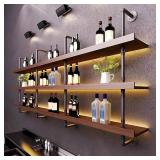 Solid Wood Wall Mount Wine Rack with LED