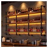 Solid Wood Wall Mount Wine Rack with LED