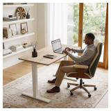 TIQLAB Adjustable Desk, White/Maple Top