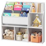 Mahancris Kids Bookshelf & Toy Storage, White