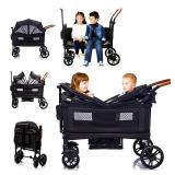 2-Kid Wagon Stroller with 5-Point Harness