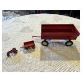 ERTL Red Toy Wagon, Small Red Tractor and Wagon