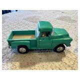 Green Chevy 1955 3100 Stepside Diecast Truck and Harley Davidson Motorcycle Model
