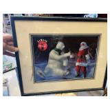 Coca-Cola Collectible Lot including Framed Polar Bear Prints, Several Collector Glasses, Bottle Opener