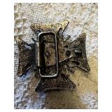 Silver Colored and Turquoise Cross-shaped Belt Buckle