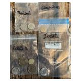 Collection of Foreign Coins and Currency Notes including Danish Coin, Bahama Coin, Japanese Occupation Note
