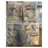 Collection of Foreign Coins and Currency Notes including Danish Coin, Bahama Coin, Japanese Occupation Note
