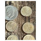 Eisenhower Dollar 1974 and Various Dollar Coins Including Sacagawea and Presidential Coins
